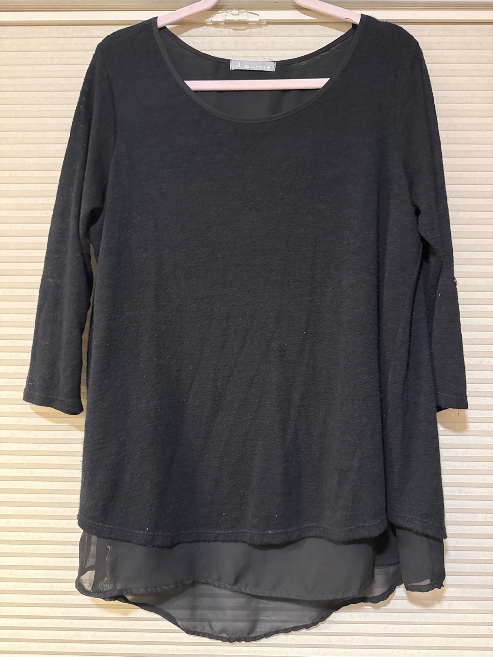 Olivia Moon Black Layered Hem Top
